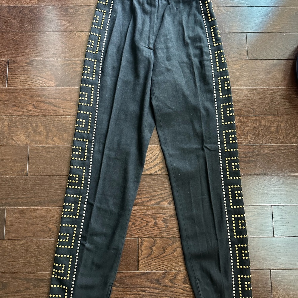Gianni versace couture Black Studded Straight Leg Pants